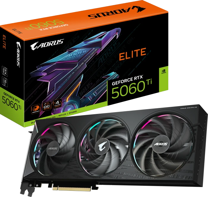 GIGABYTE AORUS GeForce RTX 5060 Ti Elite 16G, 16GB GDDR7, HDMI, 3x DP
