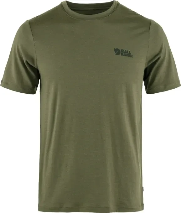 Fjällräven Abisko Wool Logo Funktionsshirt kurzarm laurel green (Herren)