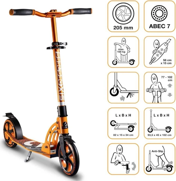 Six Degrees Aluminium Scooter 205mm orange