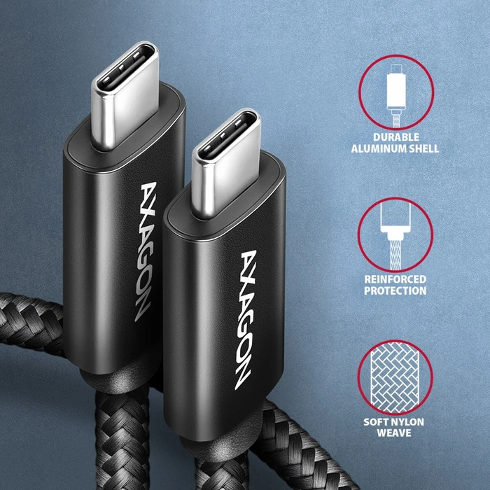 Axagon USB-C Kabel, Charge, USB 2.0, 480Mb/s, 240W PD EPR, USB-C [Stecker] auf USB-C [Stecker], 2.5m
