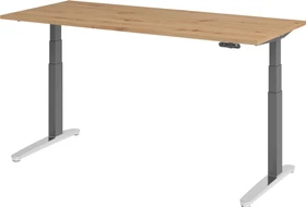 Hammerbacher Ergonomic Aktiv XBHM19 elektrisch höhenverstellbarer Sitz-Steh-Schreibtisch 180x80cm Asteiche/graphit