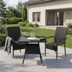 Juskys Yoro Gartensessel schwarz, 2 Stück