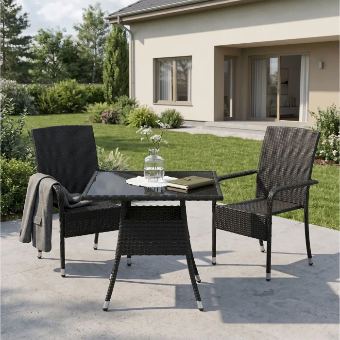 Juskys Yoro Gartensessel-Set schwarz