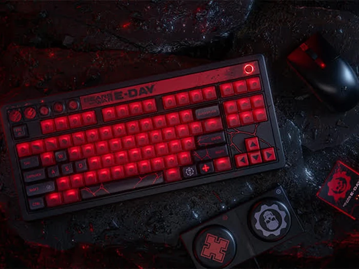8BitDo Retro 87 Mechanical Keyboard - Gears of War E-Day Edition, Clear Blue, Cloud Gray Linear, USB/Bluetooth, US