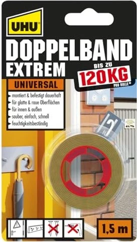 UHU Doppelband extrem, Klebestreifen, 19mm/1.5m, 1 Stück