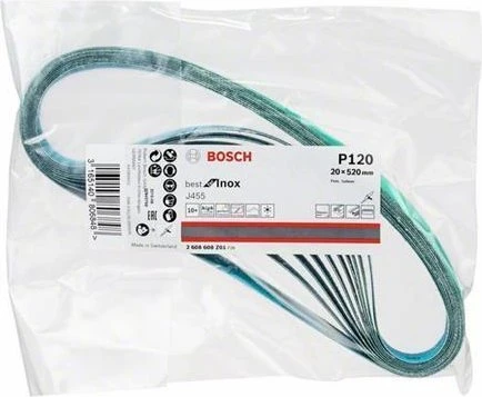 Bosch Professional J455 Best for Inox Schleifband K120, 20x520mm, 10 Stück