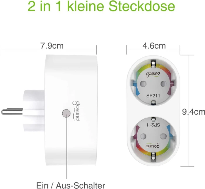 Gosund SP211 Smart Wi-Fi Plug 2-fach, Smart-Steckdose mit Strommessfunktion