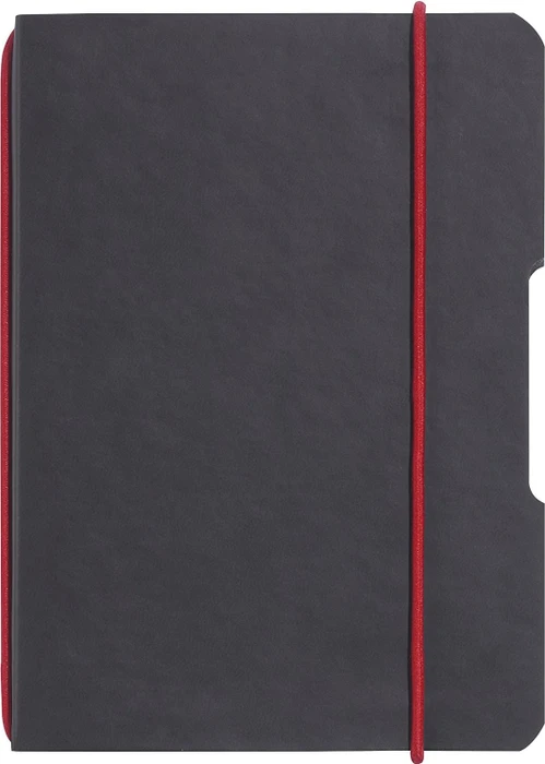 Herlitz my.book flex Notizheft, A6, kariert, Lederoptik-Wechselcover, anthrazit/rot, 40 Blatt