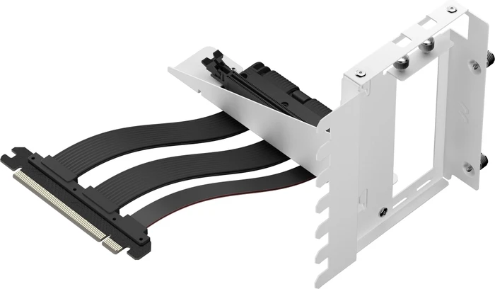 Fractal Design Flex 2 Riser Card Cable, mit vertikaler Grafikkarten-Halterung, gewinkelt, PCIe 4.0, 195mm, weiß/schwarz