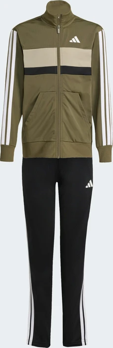adidas Seasonal Essentials Tiberio 3-Streifen Tricot Trainingsanzug olive strata/white (Junior)