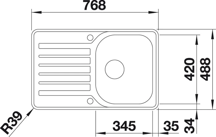 Blanco Lantos 45 S-IF Compact Becken reversibel mit Ablauffernbedienung edelstahl