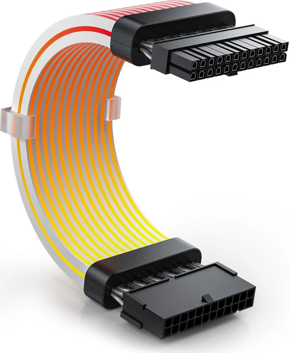 AsiaHorse 24-Pin Verlängerungskabel, RGB beleuchtet, Silikon Design, 18AWG, 25cm