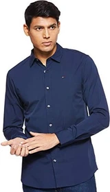 Tommy Hilfiger Slim Fit Popeline Hemd langarm black iris (Herren)