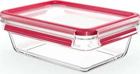 Emsa Clip&Close Glas rechteckig Aufbewahrungsbehälter 1.3l rot