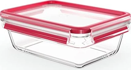 Emsa Clip&Close Glas rechteckig Aufbewahrungsbehälter 1.3l rot