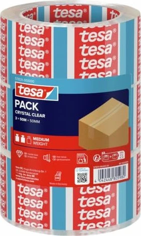 tesa tesapack kristall-klar, Klebeband, 50mm/66m, 3 Stück