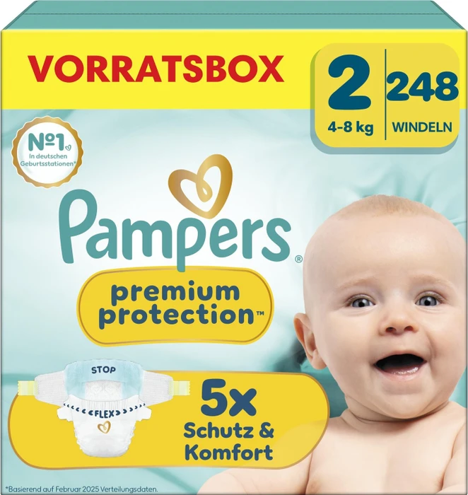 Pampers Premium Protection Gr.2 Einwegwindel, 4-8kg, 248 Stück