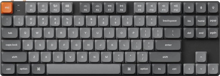 Keychron K1 Max, 80% TKL, grau/orange, LEDs RGB, hot-swap, Gateron LOW PROFILE 2.0 RED, USB/Bluetooth, US