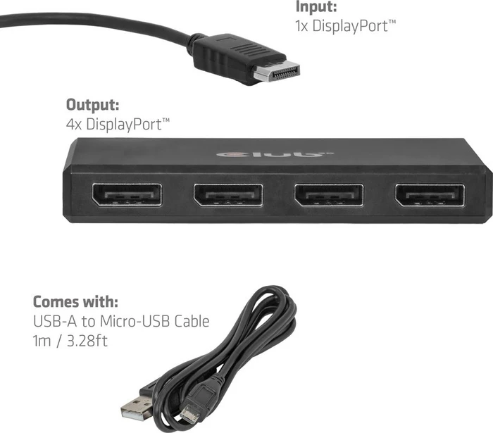 Club 3D MST-Hub DisplayPort auf 4x DisplayPort