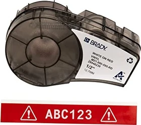 Brady All Weather Vinyl Beschriftungsband, 12.7mm, weiß/rot