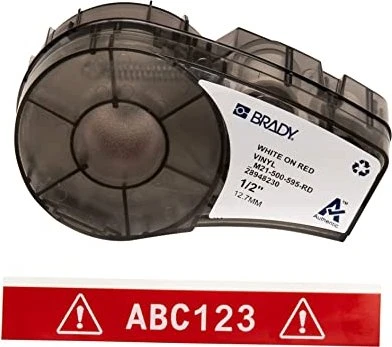 Brady All Weather Vinyl Beschriftungsband, 12.7mm, weiß/rot
