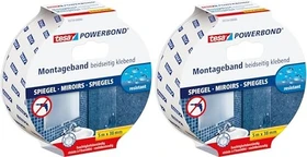 tesa Powerbond Montageband Spiegel weiß, Klebeband, 38mm/5m, 1 Stück