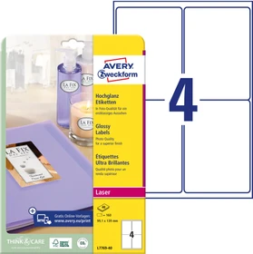 Avery-Zweckform Etiketten mit Spezialbeschichtung, 99.1x139mm, weiß, 40 Blatt (160 Etiketten)