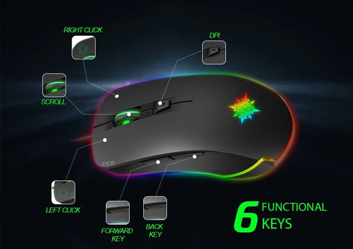 Inca IMG-327 Ophira RGB Gaming Mouse, USB