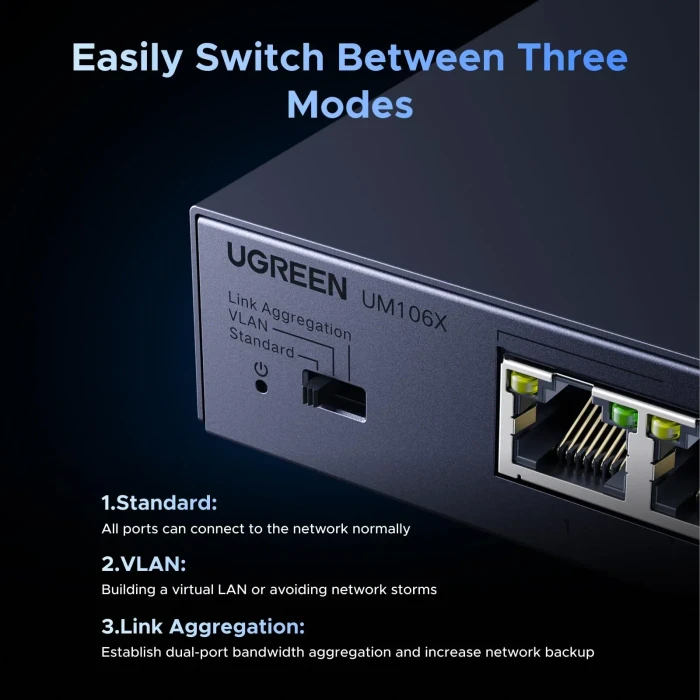 Ugreen Desktop 2.5G Switch, 5x RJ-45, 1x SFP+