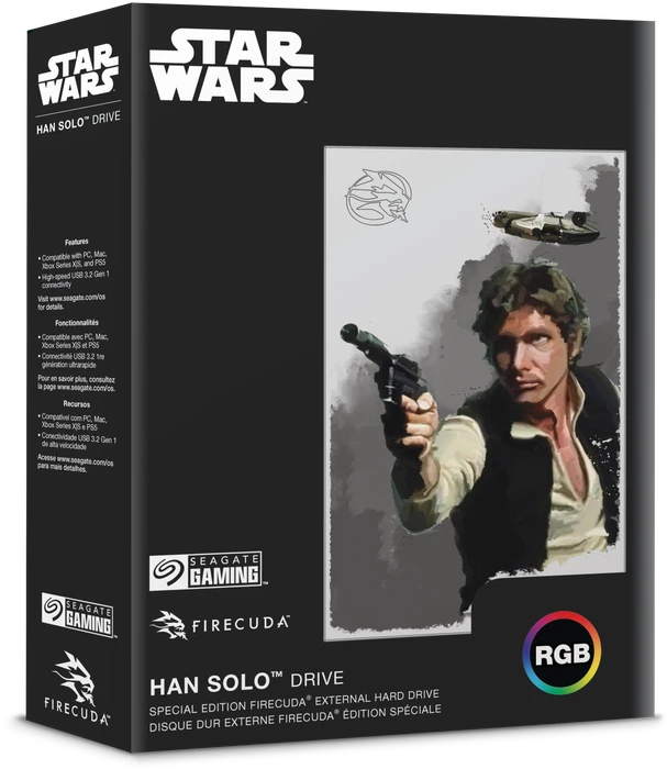 Seagate FireCuda Gaming HDD - Han Solo Special Edition, 2TB, +Rescue, USB 3.0 Micro-B