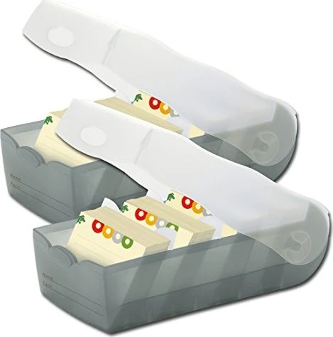 HAN Croco Karteibox, A7, transparent/transparent, inkl. 100 Karteikarten, 2er-Pack