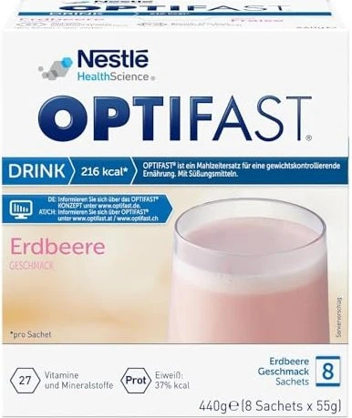 Optifast Drink Erdbeere Pulver, 440g (8x 55g)