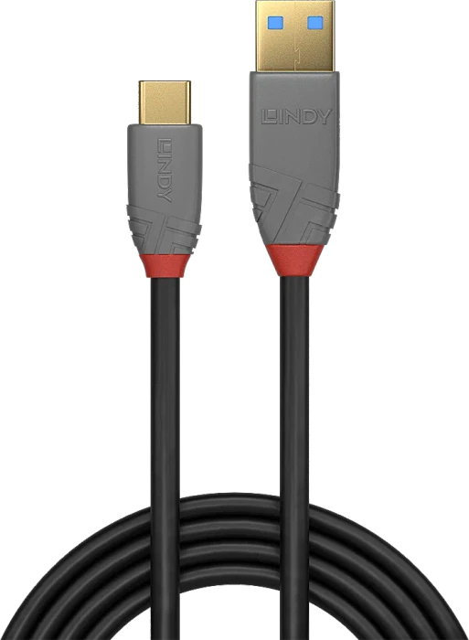 Lindy USB 3.1 Kabel, USB-C [Stecker] auf USB-A [Stecker], 0.5m, grau
