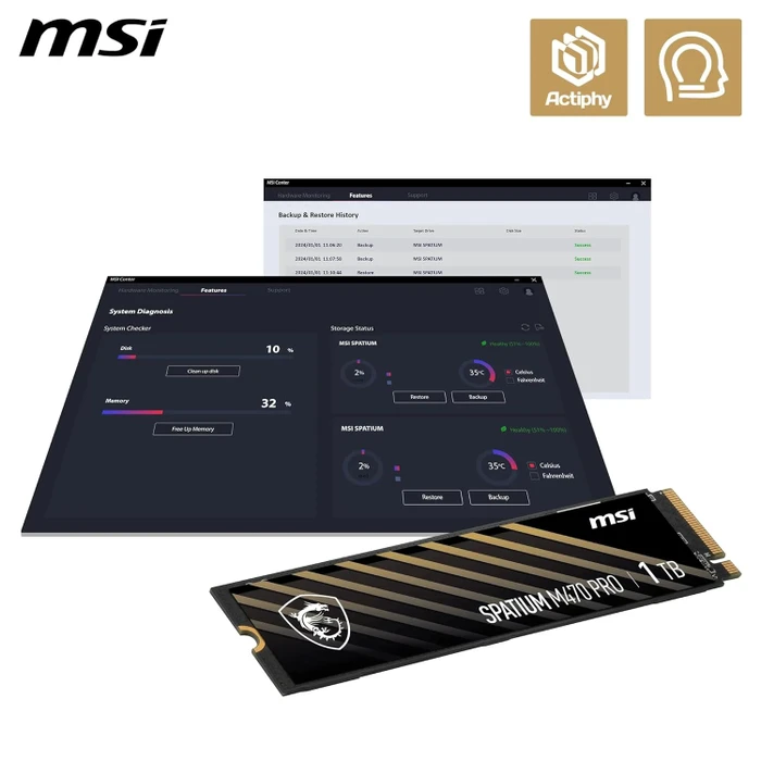 MSI Spatium M470 Pro 1TB, M.2 2280 / M-Key / PCIe 4.0 x4