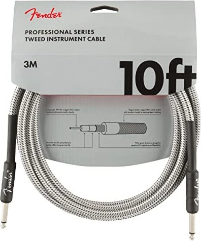Fender Professional Series Instrument Cable White Tweed 3m
