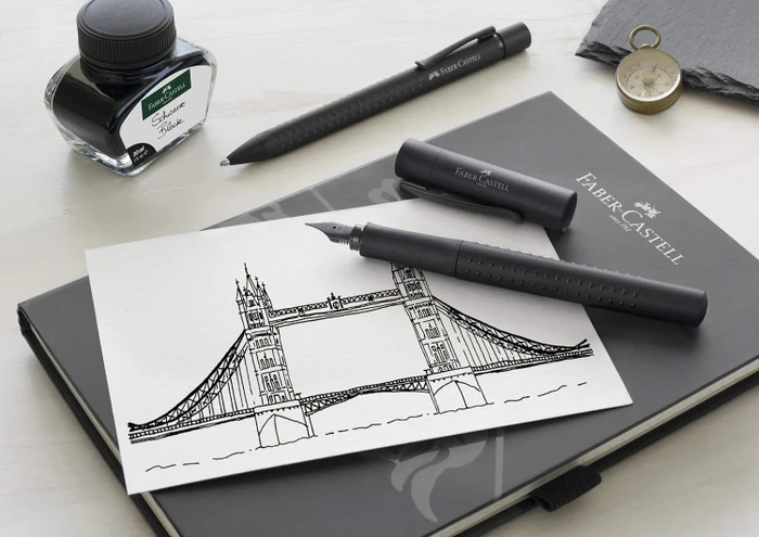 Faber-Castell Füller Grip Edition all black, rechte Hand/linke Hand, fein