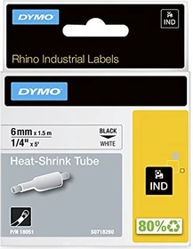 Dymo IND Schrumpfschlauch, 6mm, schwarz/weiß