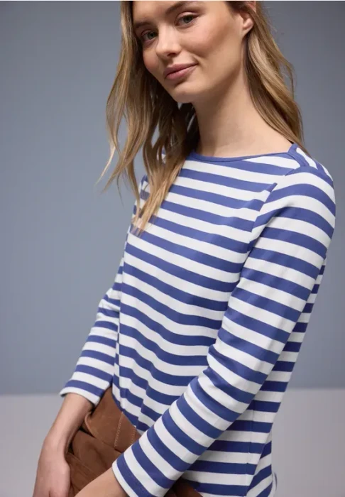 Street One Gestreiftes Shirt langarm amparo blue (Damen)