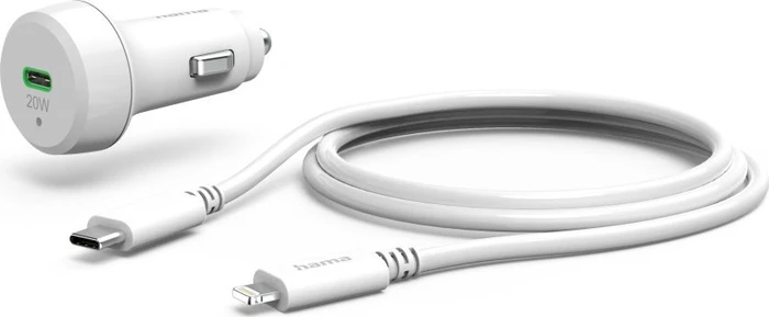 Hama Auto-Schnellladegerät mit Ladekabel Lightning PD 20W 1m weiß