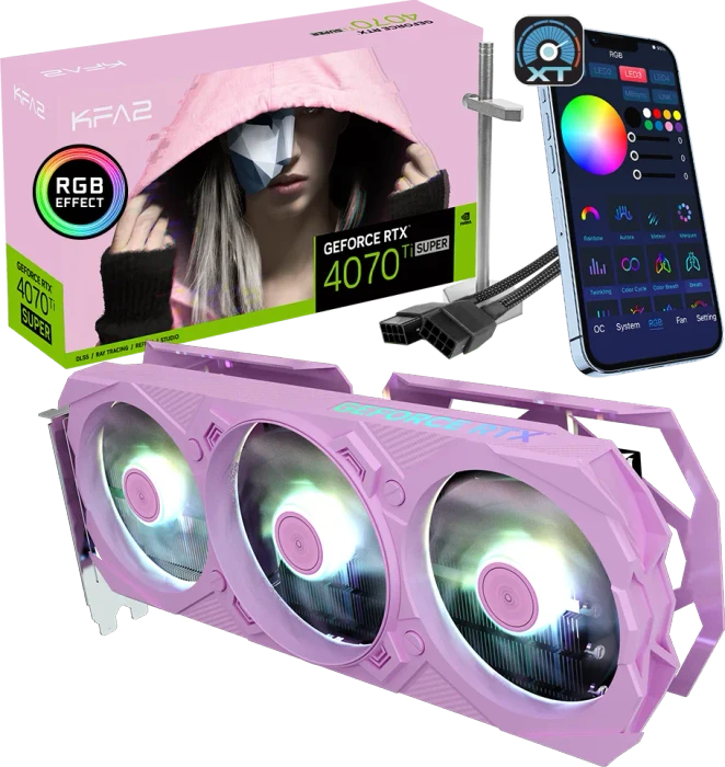 KFA2 GeForce RTX 4070 Ti SUPER EX Gamer Pink (1-Click OC), 16GB GDDR6X, HDMI, 3x DP