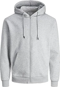 Jack & Jones Einfarbig Zip Hoodie light grey melange (Herren)