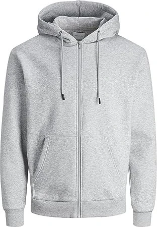 Jack & Jones Einfarbig Zip Hoodie light grey melange (Herren)