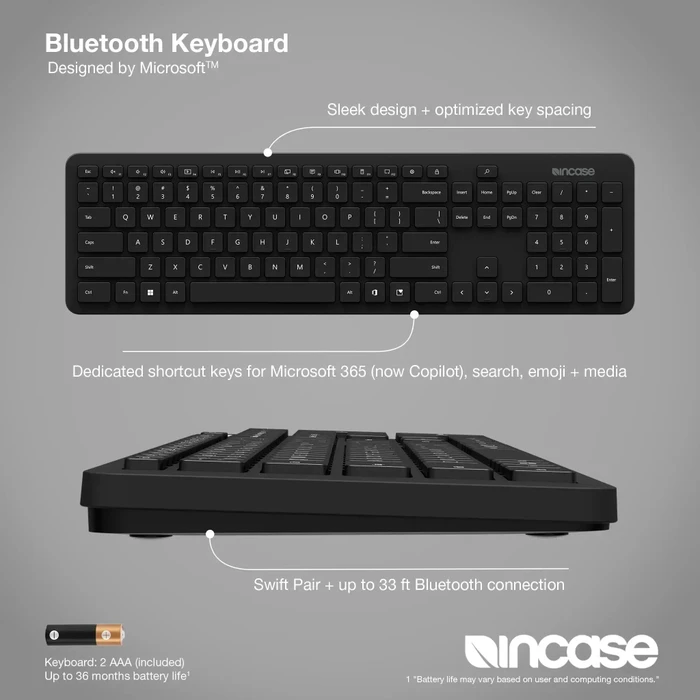 Incase Bluetooth Keyboard, schwarz, Bluetooth, DE