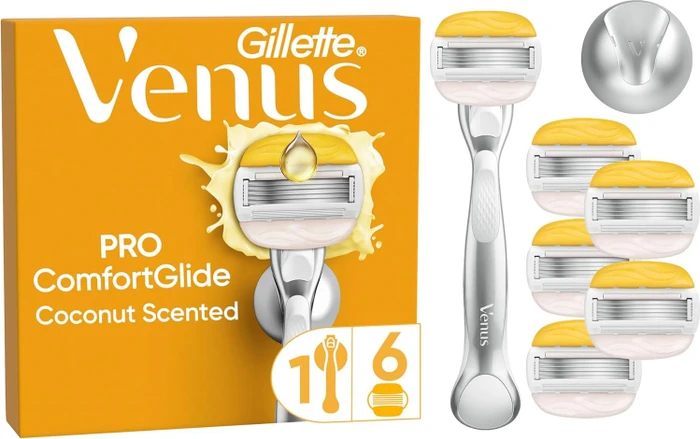 Gillette Venus ComfortGlide Coconut Rasierer + 6 Wechselklingen