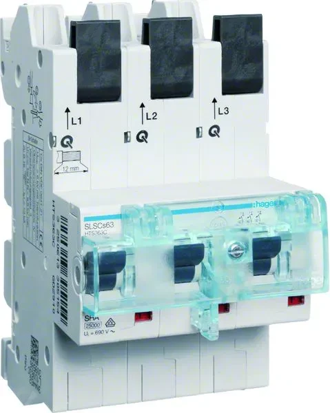 Hager SLS Schalter 3 polig Cs-Charakteristik 63A für Sammelschiene QuickConnect