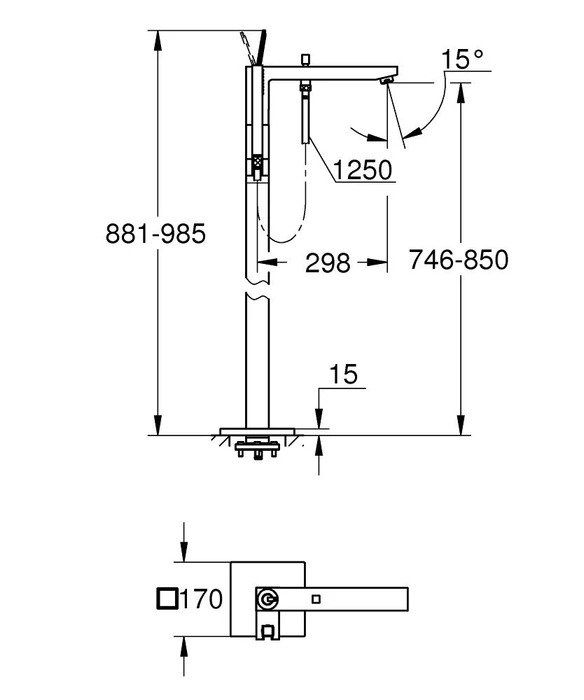 Grohe Eurocube Joy Einhand-Wannenarmatur DN 15 chrom