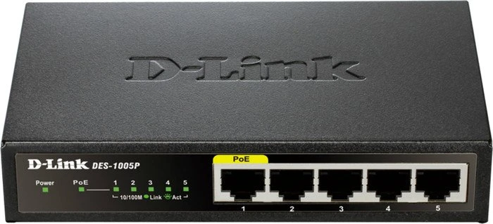 D-Link DES-1000 Desktop Switch, 5x RJ-45, 15.4W PoE
