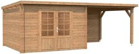 Palmako Ella 8.7+8.2m² Gartenhaus mit Schleppdach hellbraun tauchimprägniert