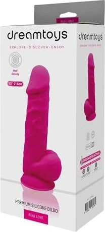 Dream Toys Real Love Dildo with Balls 21.5cm fuchsia