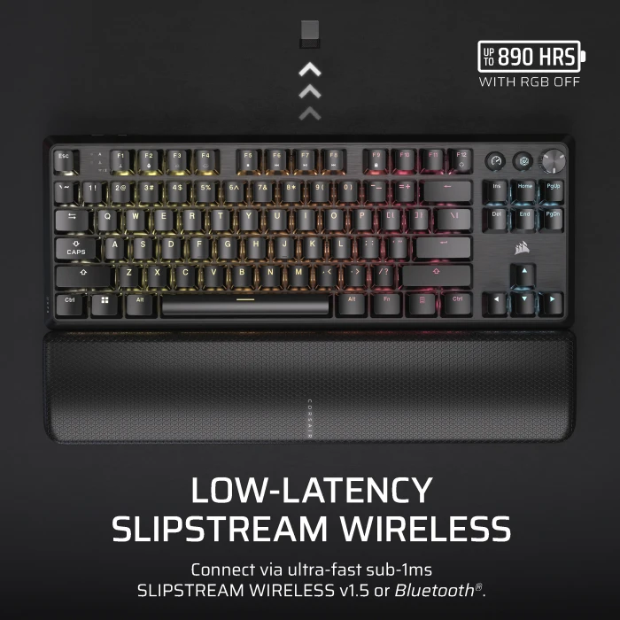 Corsair Gaming K70 CORE TKL WIRELESS RGB, schwarz, MLX RED V2, USB/Bluetooth, DE